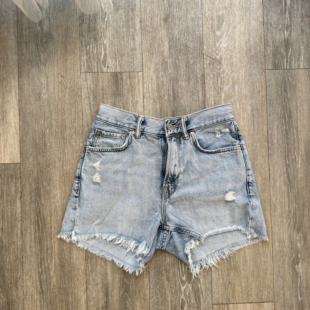 All Saints Light Blue Distressed Jean Shorts - Size 25